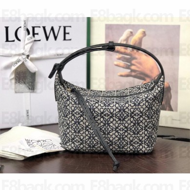 Loewe SMALL Cubi bag in Anagram jacquard and calfskin Navy/Black 2023