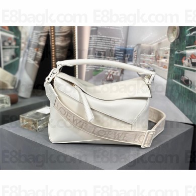 LOEWE Small Puzzle Edge bag in satin calfskin White Glaze 2023