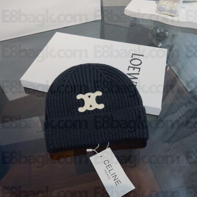 CELINE TRIOMPHE BEANIE IN SEAMLESS CASHMERE Black 2023