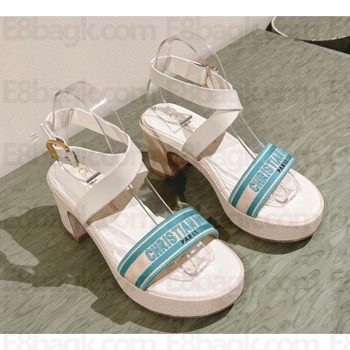 Dior Natural Raffia with white Calfskin Dway Heeled Sandal green 2024