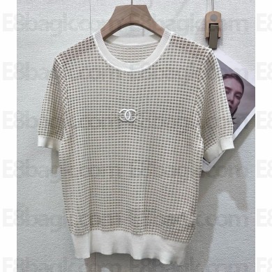 CHANEL knit T-SHIRT white 2025