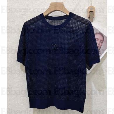 CHANEL knit T-SHIRT blue 2025