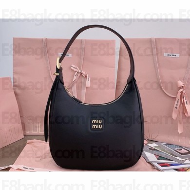Miu Miu Leather Hobo bag 5BC151 black 2024