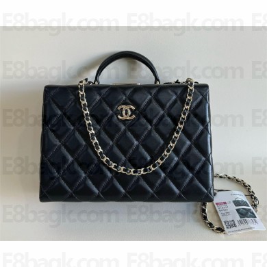 CHANEL Lambskin & Gold-Tone Metal black Box bag AS5168 2024