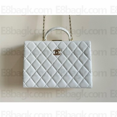 CHANEL Lambskin & Gold-Tone Metal white Box bag AS5168 2024