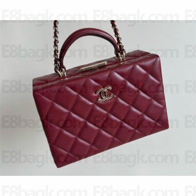 CHANEL Lambskin & Gold-Tone Metal Burgundy small Box bag AS5167 2024