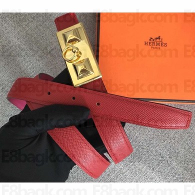 Hermes Width 2.5cm Collier De Chien Buckle Belt Red/Gold