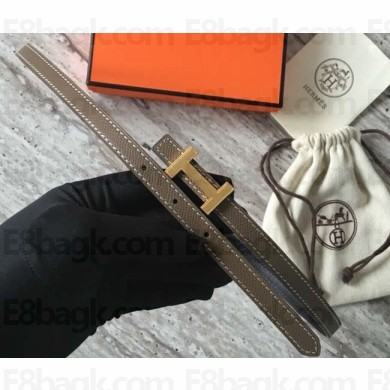 Hermes Width 1.3cm Reversible Leather Constance H Buckle Belt Etoupe/Gold