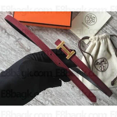 Hermes Width 1.3cm Reversible Leather Constance H Buckle Belt Date Red/Pink Gold