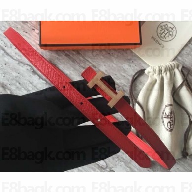 Hermes Width 1.3cm Reversible Leather Constance H Buckle Belt Red/Pink Gold