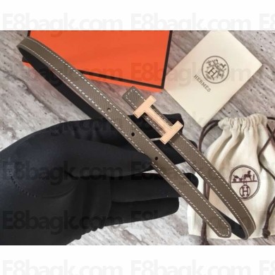 Hermes Width 1.3cm Reversible Leather Constance H Buckle Belt Etoupe/Pink Gold