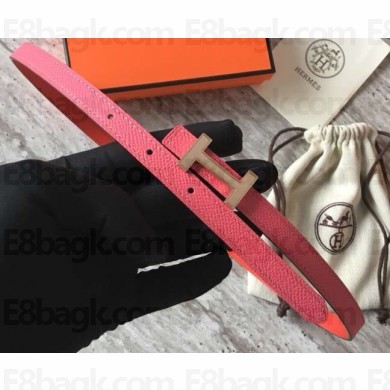 Hermes Width 1.3cm Reversible Leather Constance H Buckle Belt Pink/Pink Gold