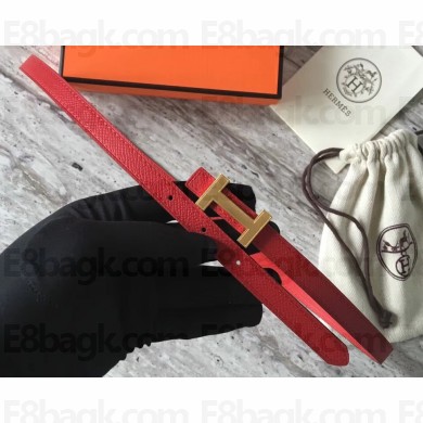 Hermes Width 1.3cm Reversible Leather Constance H Buckle Belt Red/Gold
