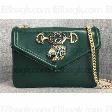 Gucci Interlocking G Horsebit Rajah Small Shoulder Bag 537243 Green 2019