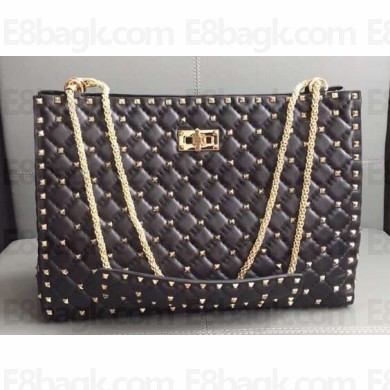 Valentino Rockstud Spike Tote Bag 0346 Black