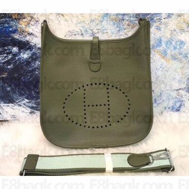 Hermes Evelyne III PM Bag in Original Togo Leather Olive Green