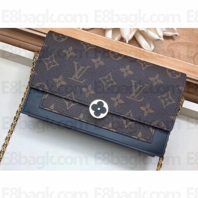 Louis Vuitton Monogram Canvas Flore Chain Wallet Black 2019