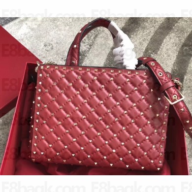 Valentino Rockstud Spike Chain Tote Bag 0061 Red