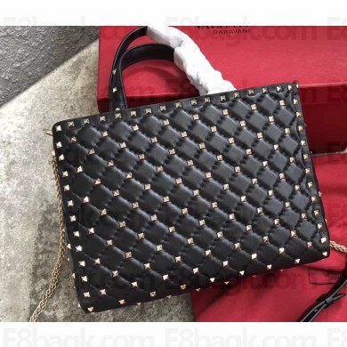 Valentino Rockstud Spike Chain Tote Bag 0061 Black