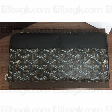 Goyard Matignon Zip Around Long Wallet Black