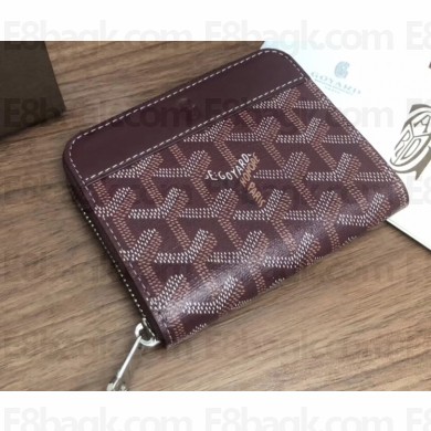 Goyard Zip Around Short Wallet Card Holder Coin Purse Burgundy