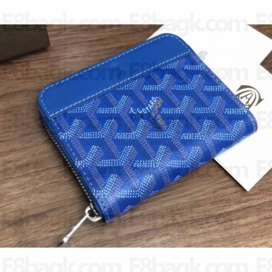 Goyard Zip Around Short Wallet Card Holder Coin Purse Blue