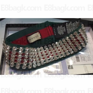 Gucci Web Headband With Crystals 494672