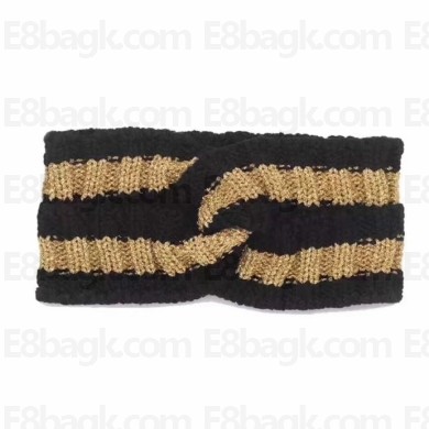 Gucci Wool Web Headband 457838 Black/Gold