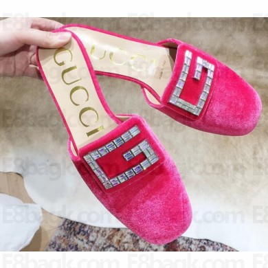 Gucci Crystal G Slipper Velvet Pink 2019