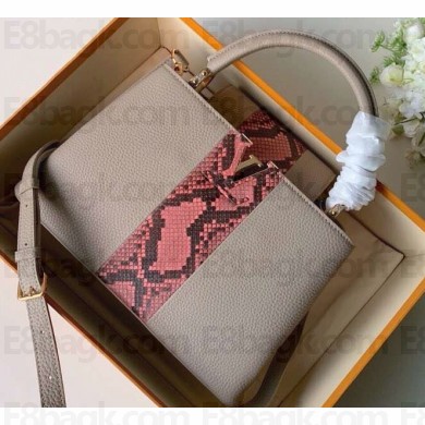 Louis Vuitton Capucines PM Bag Central Stripe Python Galet