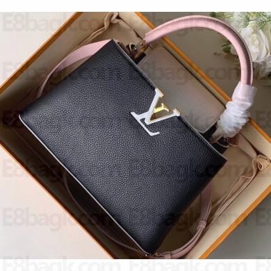 Louis Vuitton Capucines PM Bag Colorblock M52988 Black/White/Pink