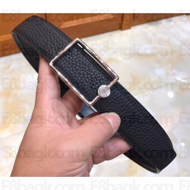 Hermes Width 3.2cm Oscar Buckle Reversible Leather Belt Black/Silver