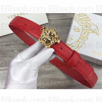 Versace Width 3cm Palazzo Belt With Medusa Buckle Red/Gold