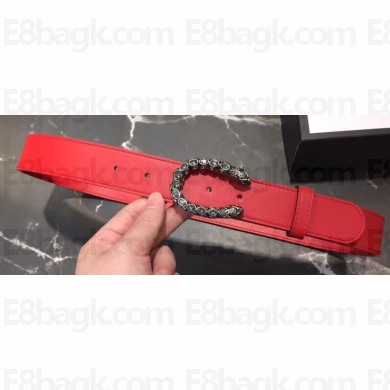 Gucci Width 3/3.5cm Leather Belt Red with White Crystal Dionysus Buckle