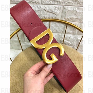 Dolce & Gabbana Width 7cm Belt Burgundy with Gold Logo