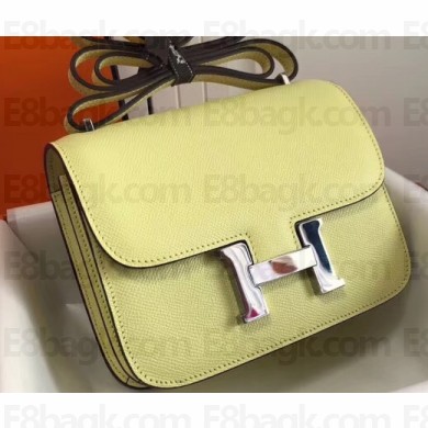 Hermes Constance Mini/MM Bag in Epsom Leather Light Yellow with Silver Hardware