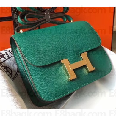 Hermes Constance Mini/MM Bag in Epsom Leather Peacock Green with Gold Hardware