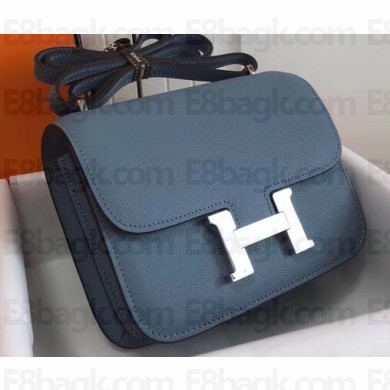 Hermes Constance Mini/MM Bag in Epsom Leather Midnight Blue with Silver Hardware