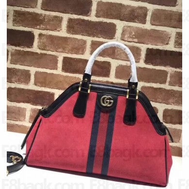 Gucci RE(BELLE) Suede Medium Top Handle Bag ‎516459 Red 2018