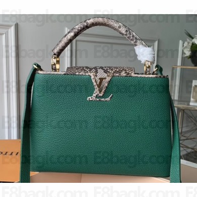 Louis Vuitton Capucines BB Bag Python Handle and Flap N95384 Louxor Green