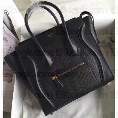 Celine Python Luggage Micro Bag Black