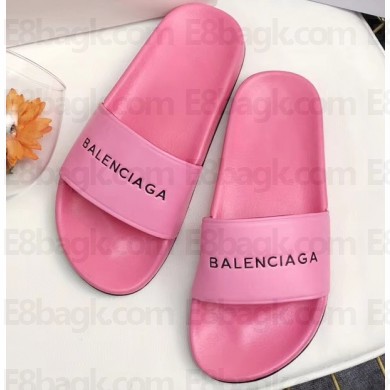 Balenciaga Slides Sandals Logo Pink