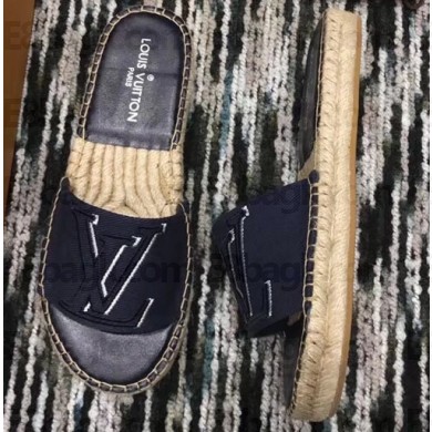 Louis Vuitton Seashore Flat Slippers Espadrilles Dark Blue 2019