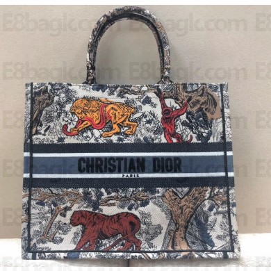 Dior Book Tote Bag In Toile de Jouy motif Embroidered Multicolor 2019