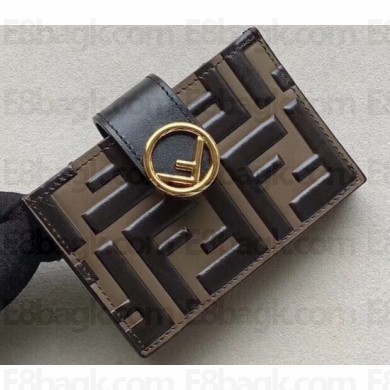 Fendi FF Logo Leather Card Holder Black 2019