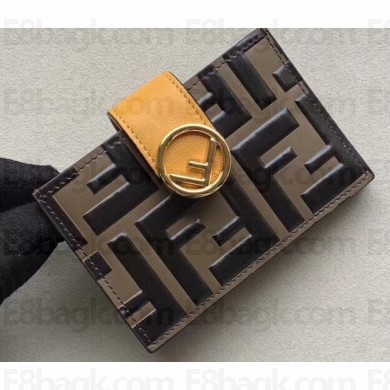 Fendi FF Logo Leather Card Holder Yellow 2019