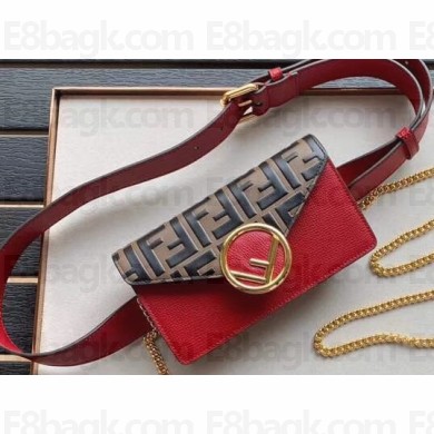 Fendi FF Logo Leather Belt Bag Red 2019