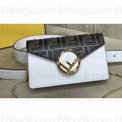 Fendi FF Logo Leather Belt Bag White 2019
