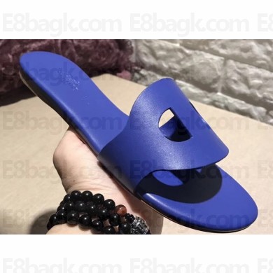 Hermes Lisboa Slipper Sandals Blue 2019