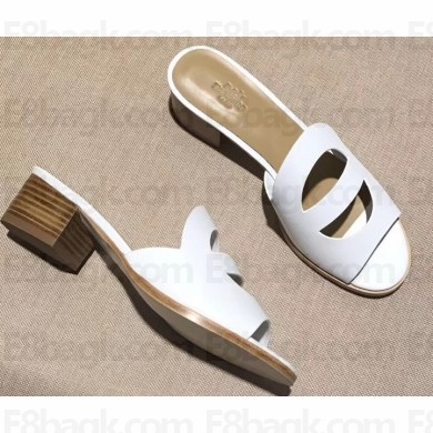 Hermes Heel 4.5cm Mona Sandals White 2019